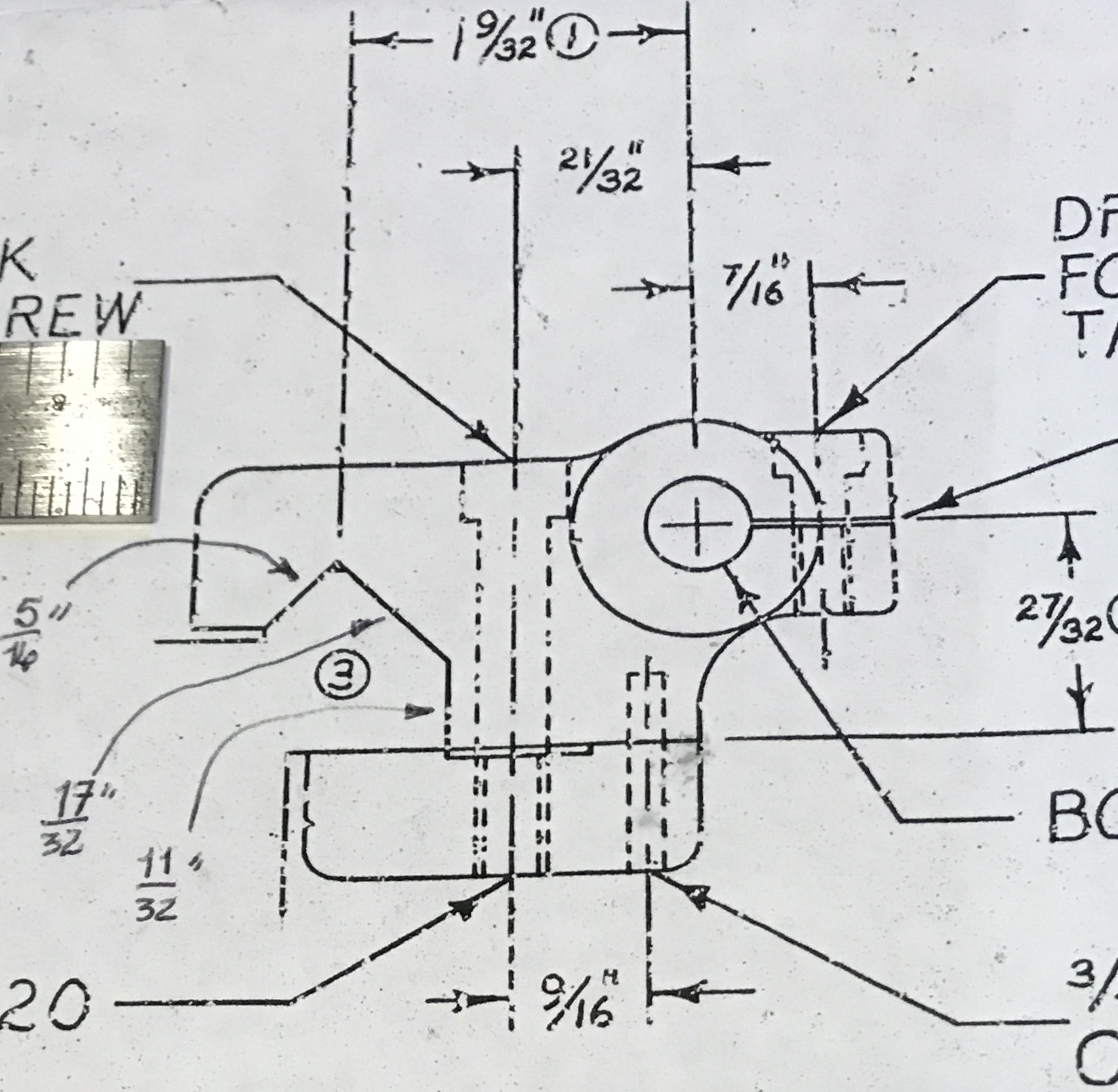 Closeup of the body and shoe plan